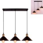 FIRVRE Negro Industrial 3 luces lámparas de techo Diseño retro colgante dorada Loft E27