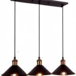 FIRVRE Negro Industrial 3 luces lámparas de techo Diseño retro colgante dorada Loft E27 3