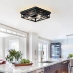 LVWIT Lampara Focos Techo Cuadrado,Lampara Habitacion Techo Negro,Lamparas Industrial 4 Luces,Lámpara de Techo Vintage para Vestíbulo, salón 1