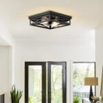 LVWIT Lampara Focos Techo Cuadrado,Lampara Habitacion Techo Negro,Lamparas Industrial 4 Luces,Lámpara de Techo Vintage para Vestíbulo, salón 2