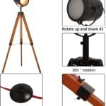 Lámpara de Pie Madera Trípode Industrial Vintage1